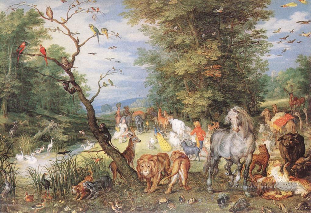 Les animaux entrant dans l’arche flamande Jan Brueghel l’Ancien Peintures à l'huile